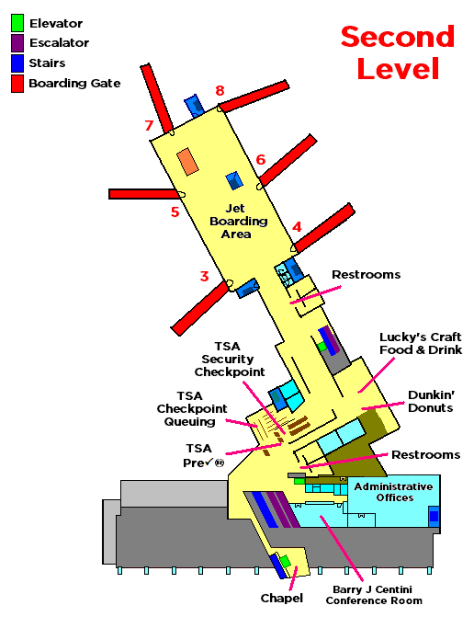 Wilkes Barre Scranton International Airport Terminal Level 2 Map 2025-2019