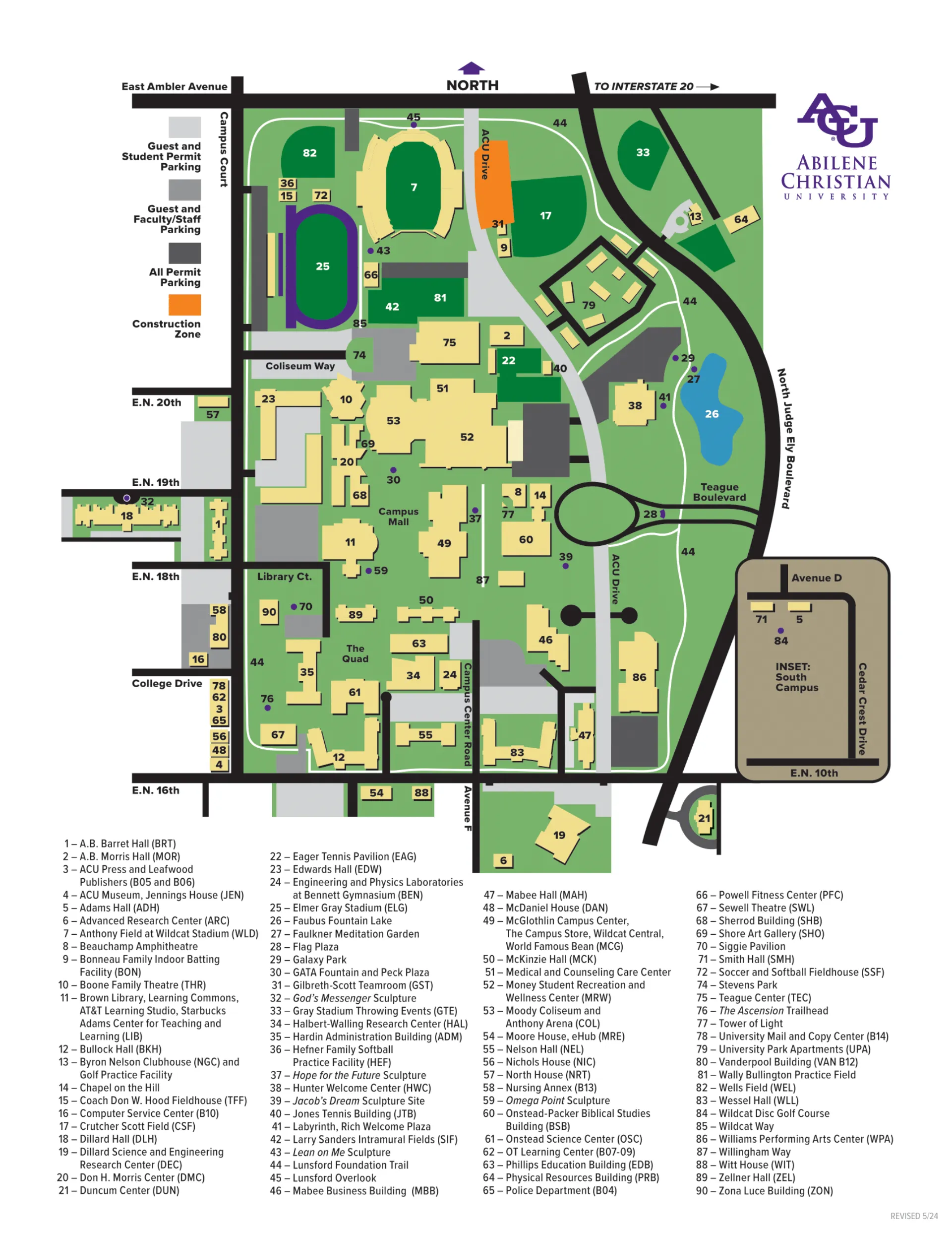 Abilene Christian University Campus Map 2024