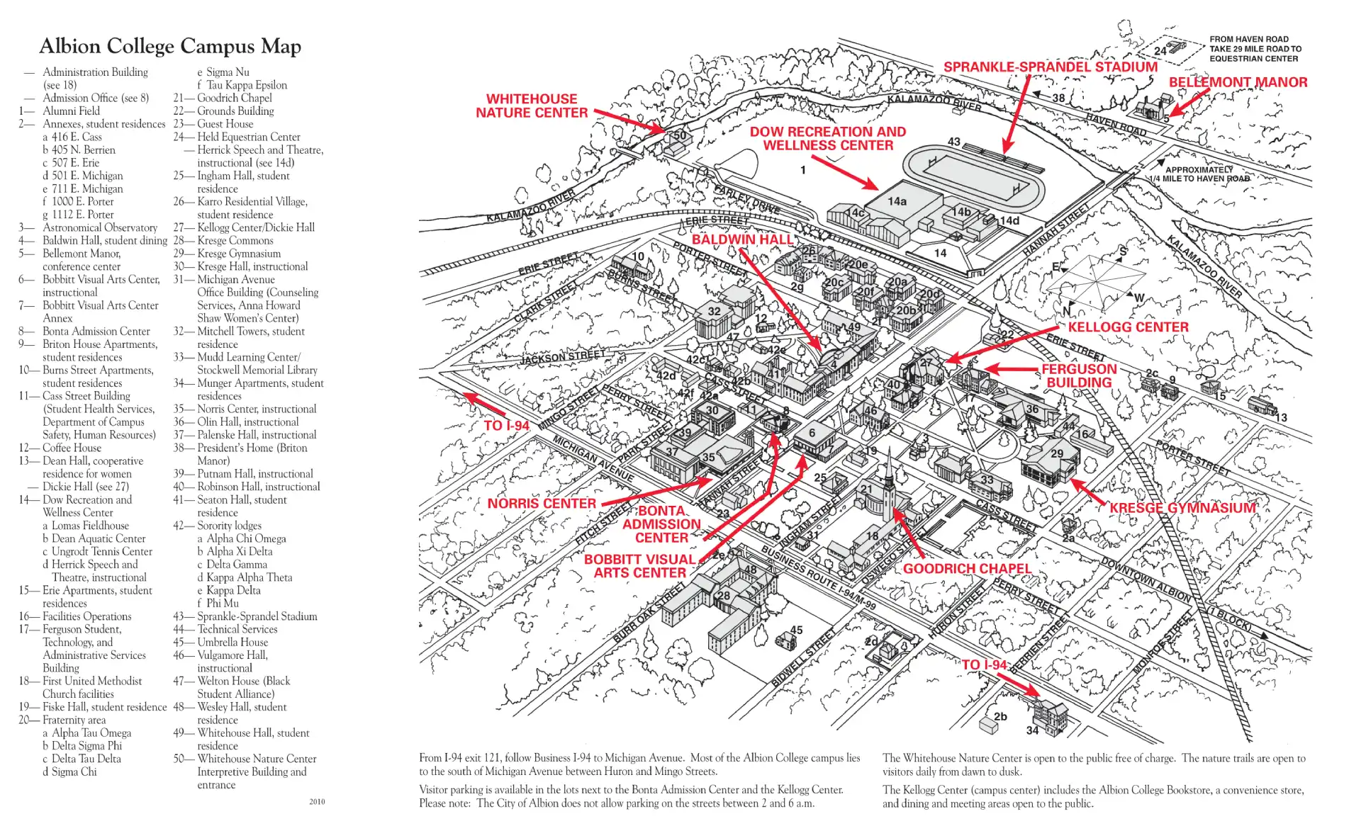 Albion College Campus Map 2010