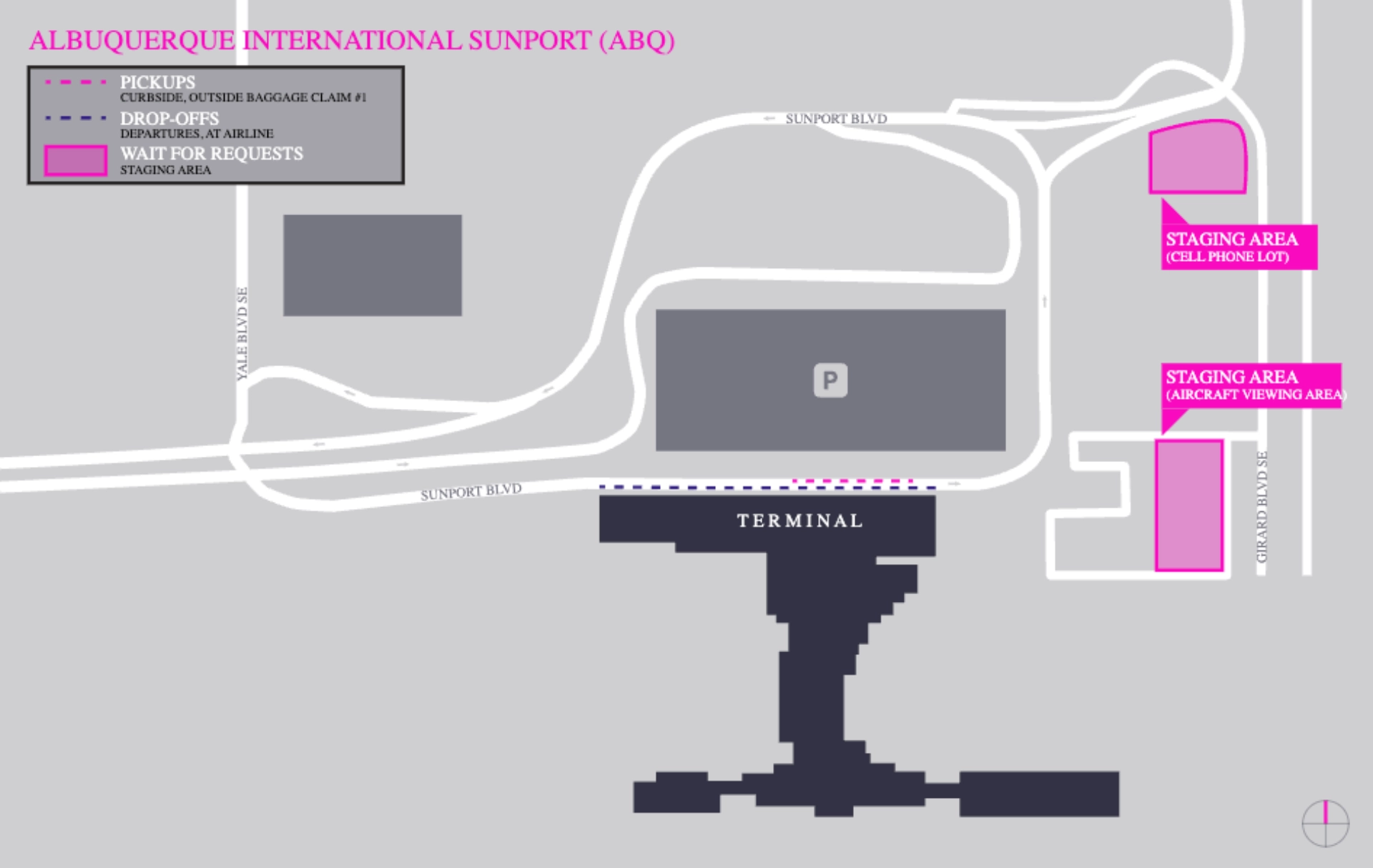 Albuquerque International Sunport Lyft Staging Area System Map 2025-2024
