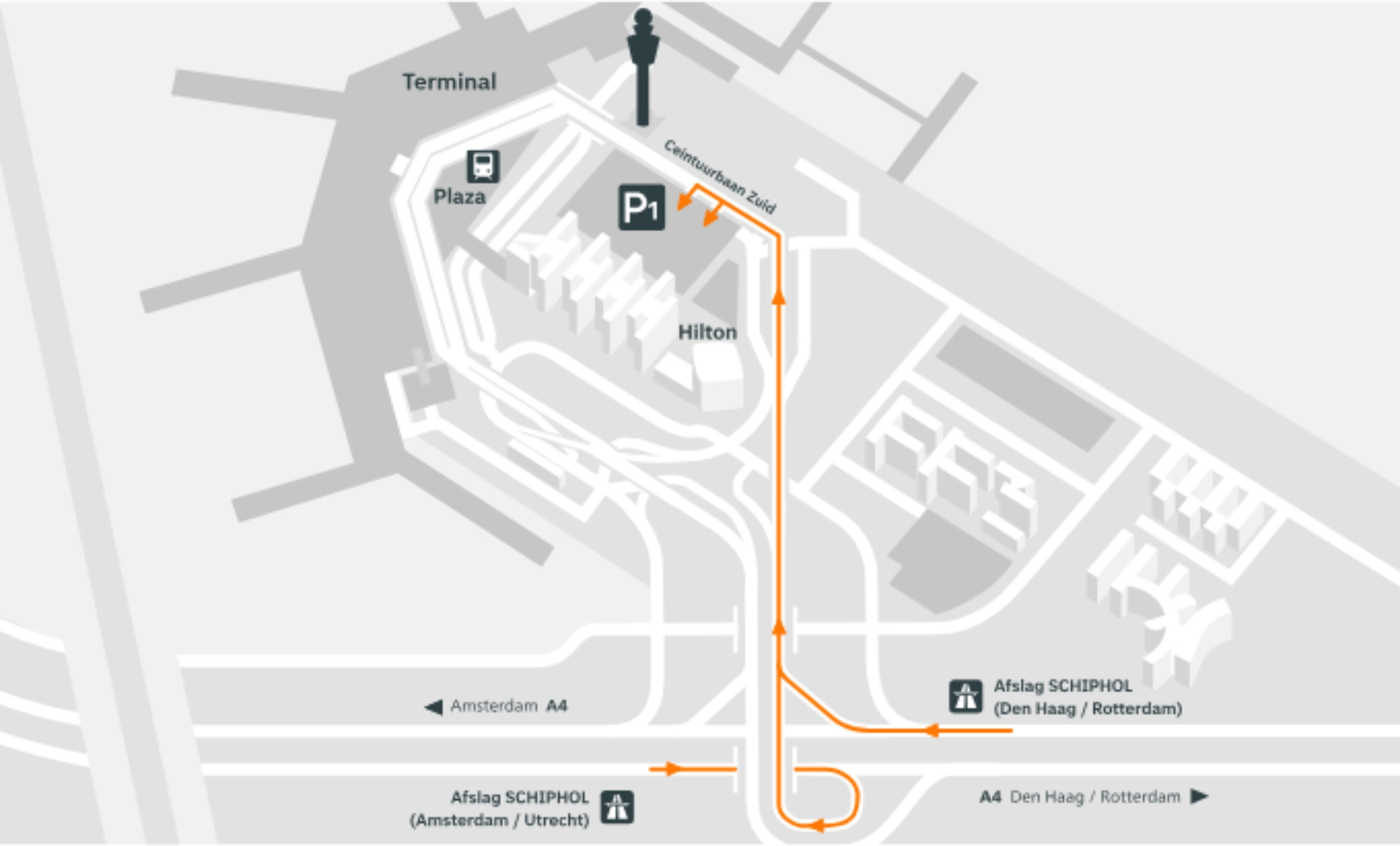 Amsterdam Airport Schiphol Terminal P1 Short Term Parking Map 2025