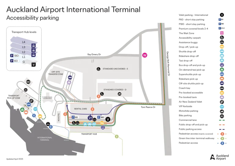 Auckland International Airport Accessibility Parking Map 2025