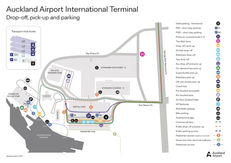 Auckland International Airport Drop Off and Pick Up Map 2025