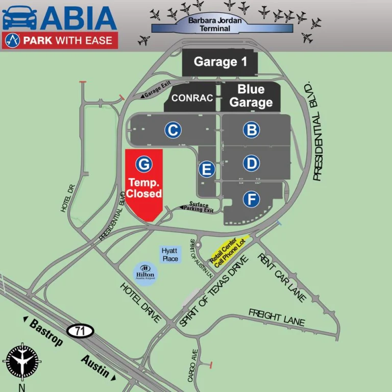 Austin Bergstrom International Airport Parking Map 2025-2019