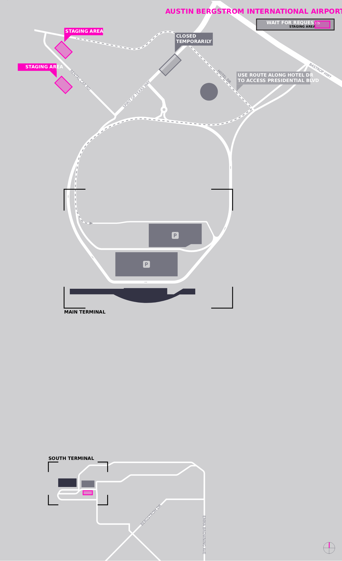 Austin Bergstrom International Lyft Staging Areas Map 2025