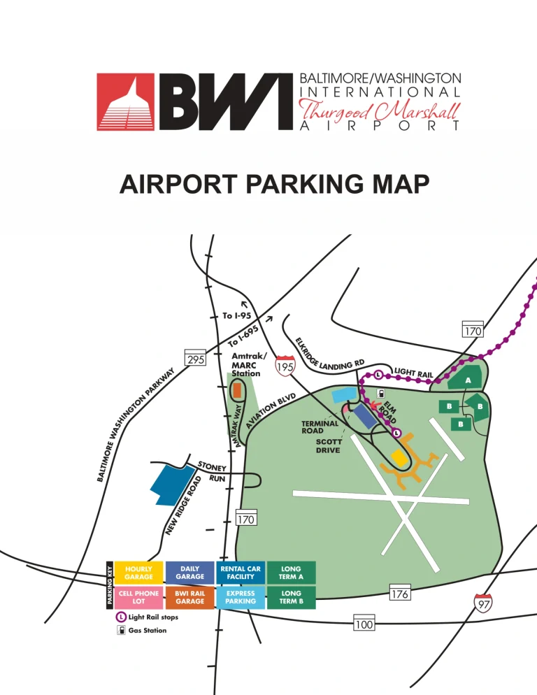 Baltimore Washington International Airport Parking Map 2025-2024