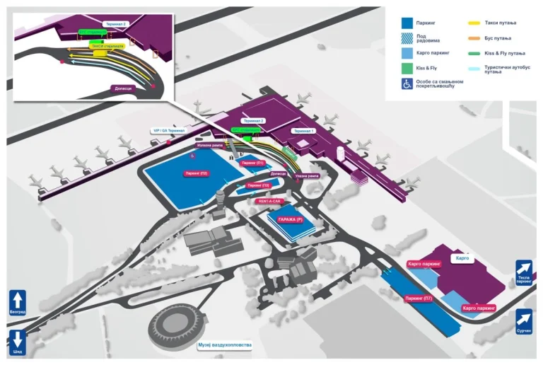 Belgrade Nikola Tesla Airport Parking Map 2025-2024