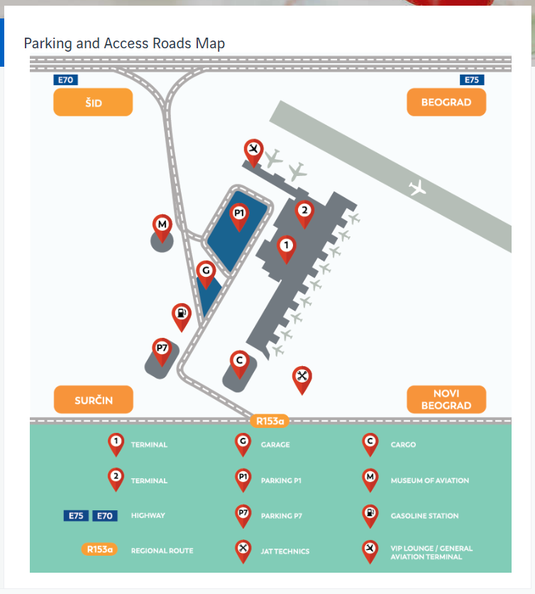 Table of Contents Belgrade Nikola Tesla Airport Parking and Access Road Map 2025-2024
