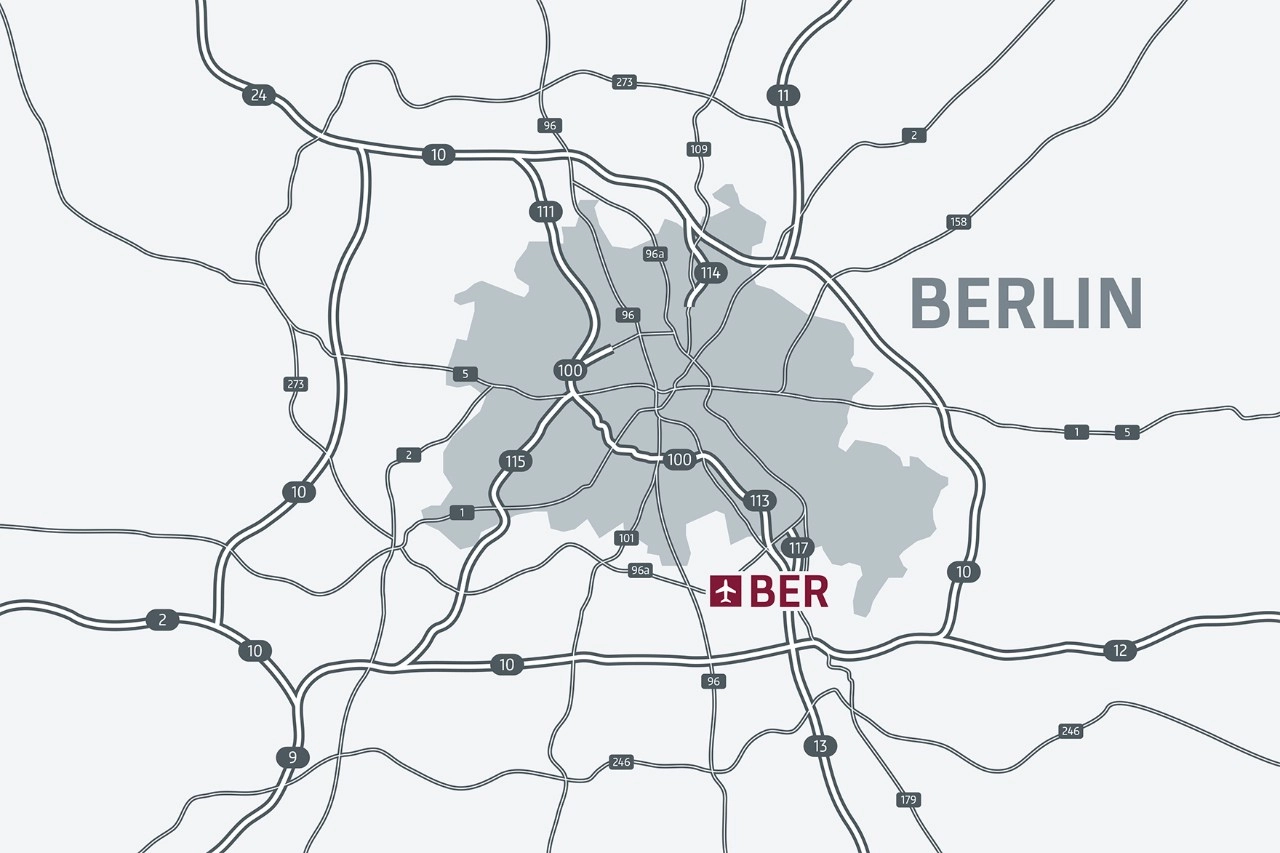 Berlin Brandenburg Airport Car Access Route Map 2025
