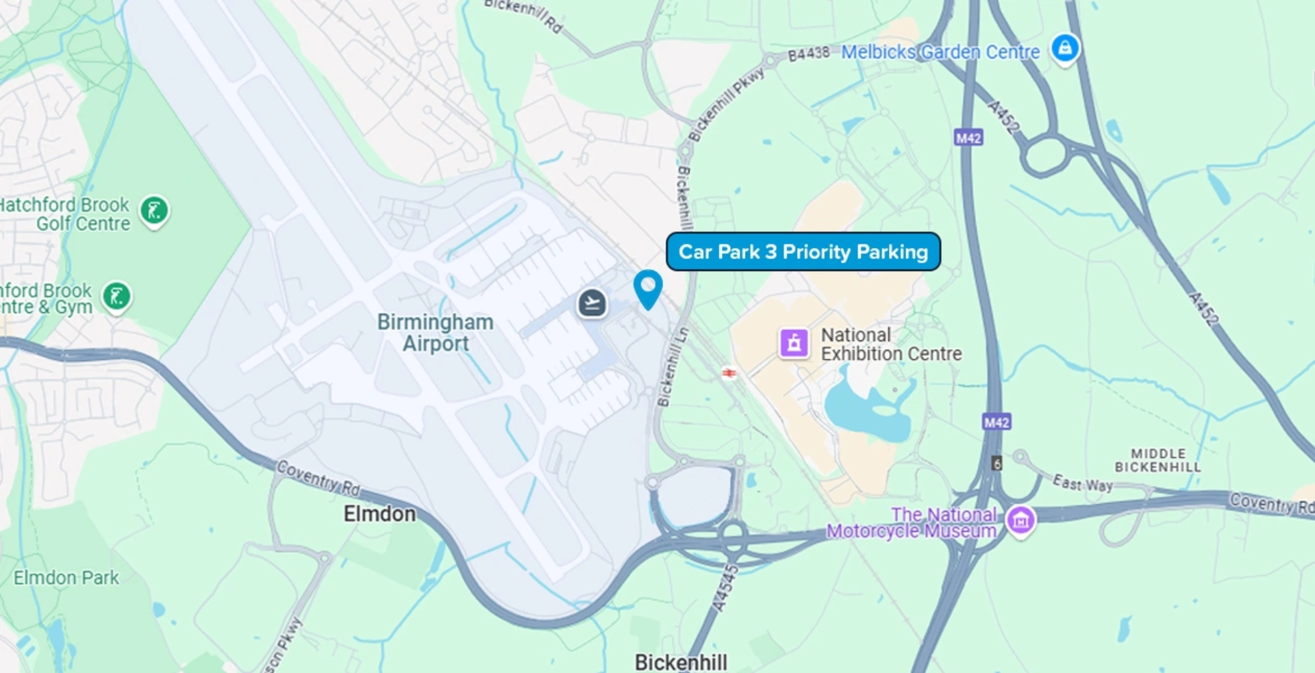 Birmingham Airport Car Parking 3 Priority Map 2025