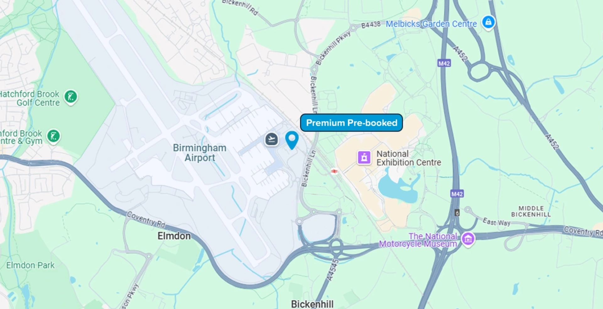 Birmingham Airport Premium Pre Book Parking Map 2025