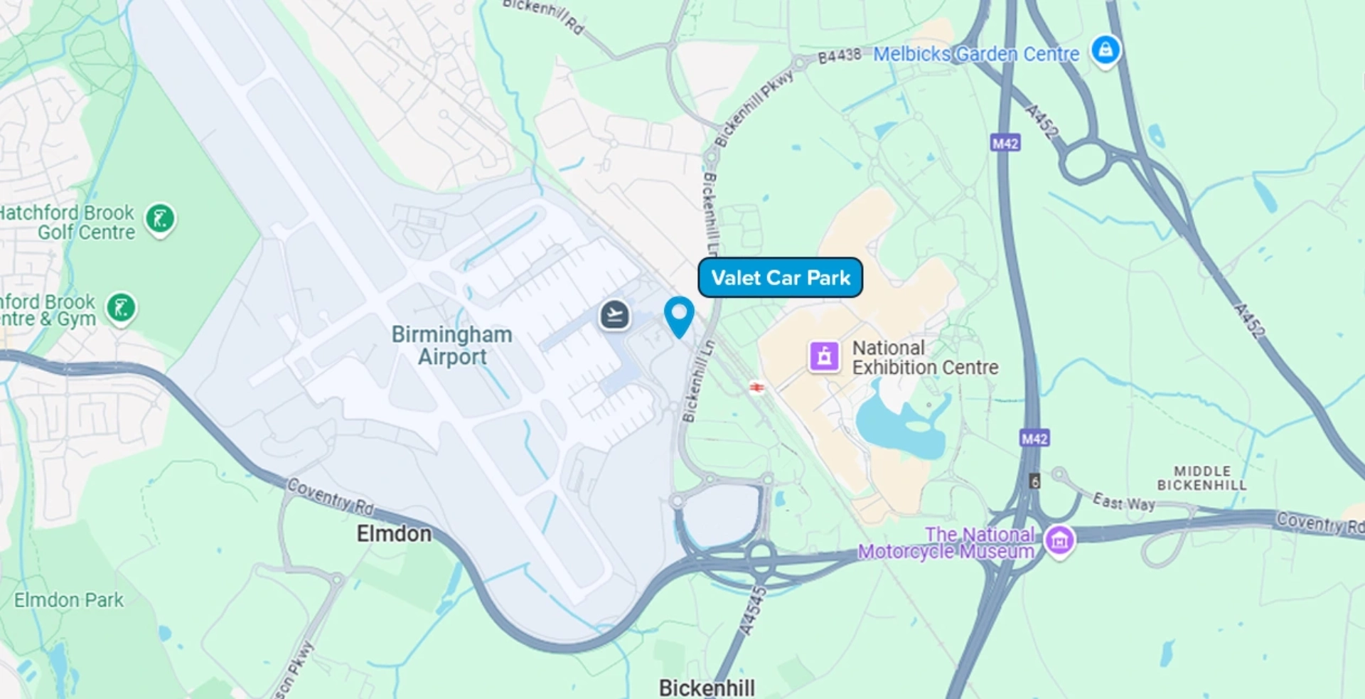 Birmingham Airport Valet Parking Map 2025
