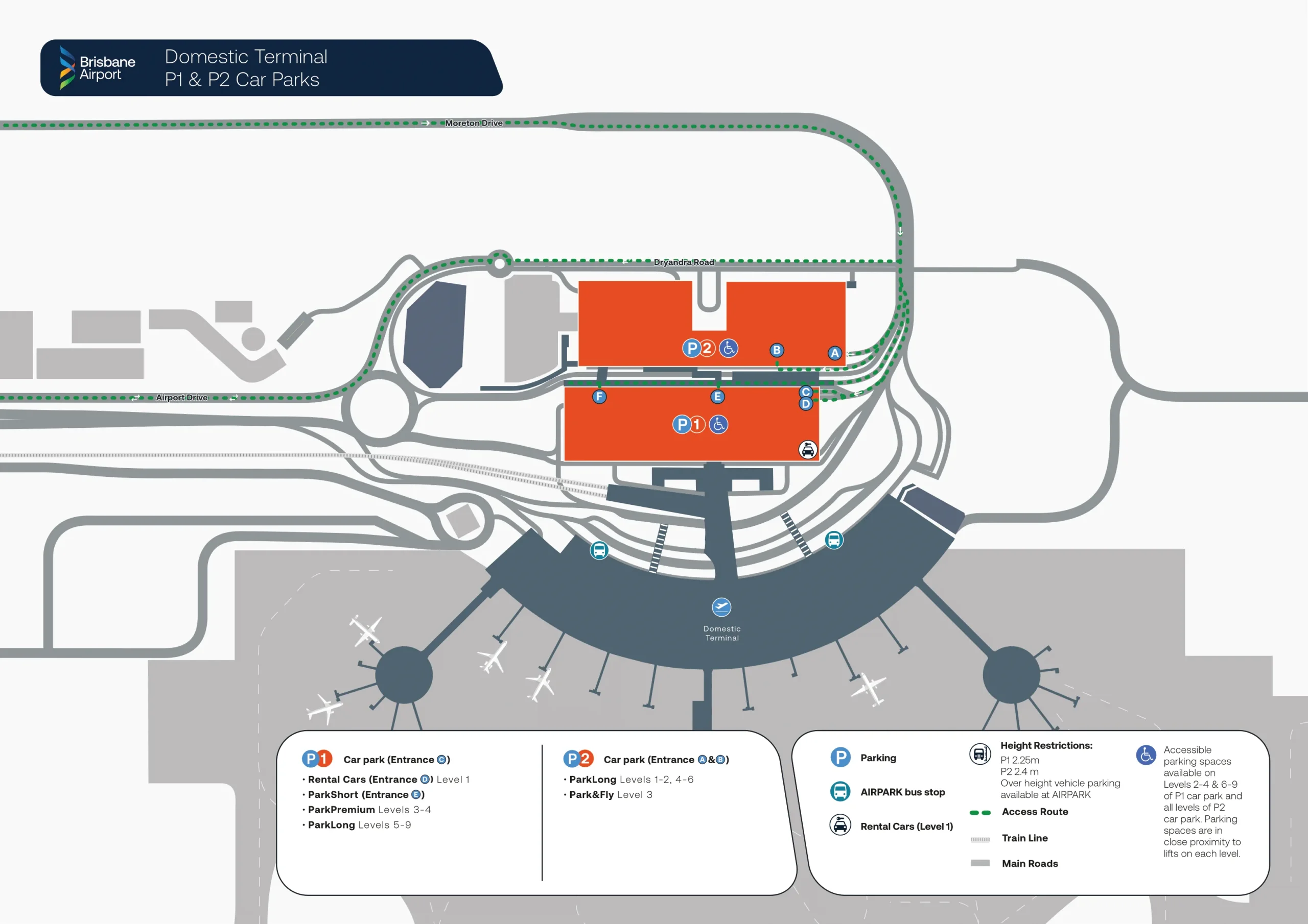Brisbane International Airport Domestic Terminal Parking Map 2025
