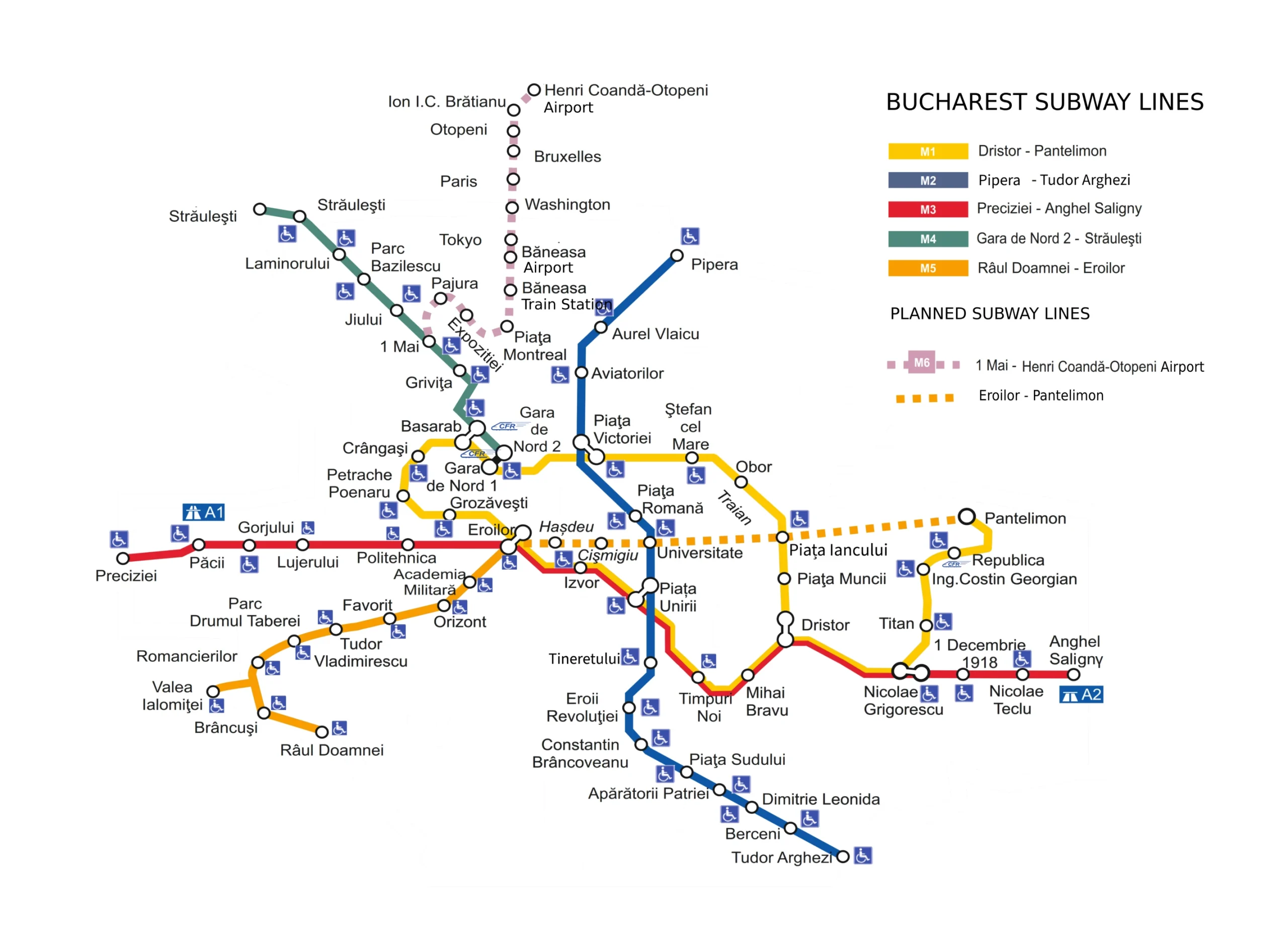 Bucharest Henri Coandă International Airport Subway Lines Map 2025-2023