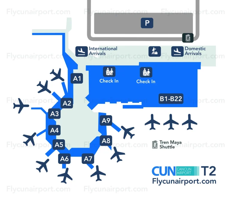 Cancún International Airport T2 Parking Map 2025-2024