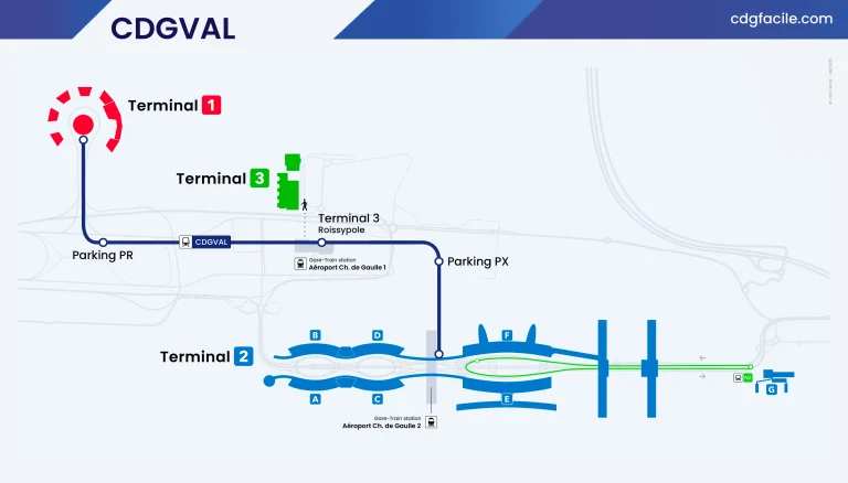 Charles de Gaulle International Airport CDGVAL Shuttle Train Map 2025