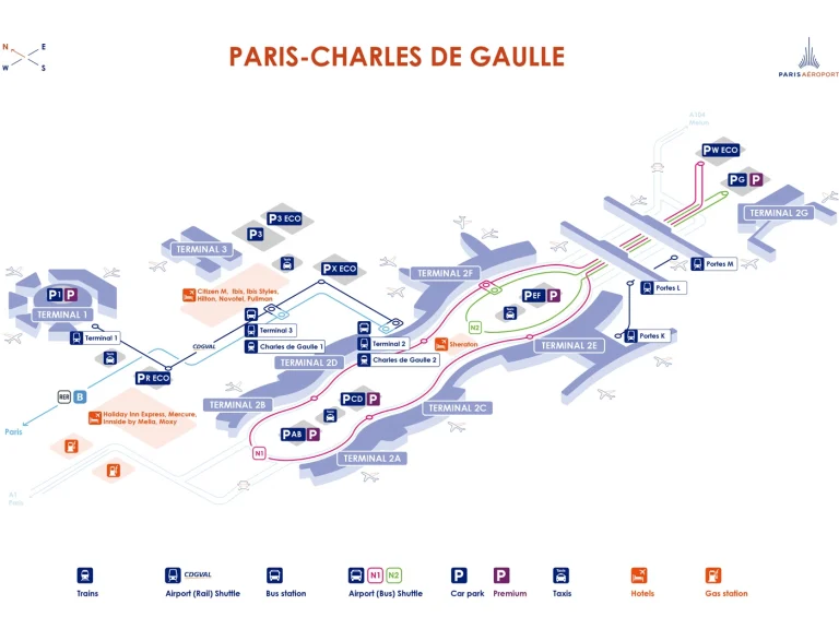 Charles de Gaulle International Airport Parking Map 2025
