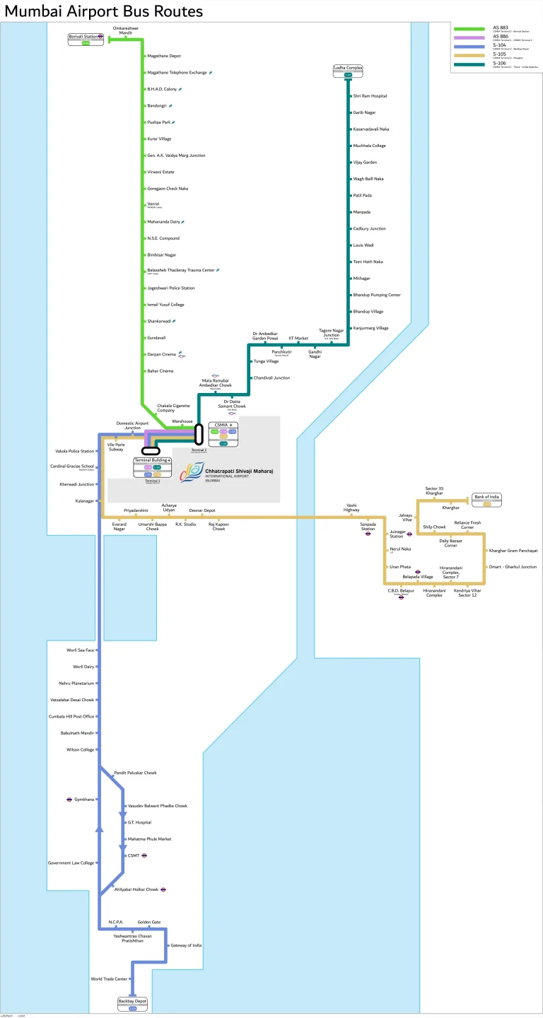 Chhatrapati Shivaji International Airport Bus Routes Map 2025