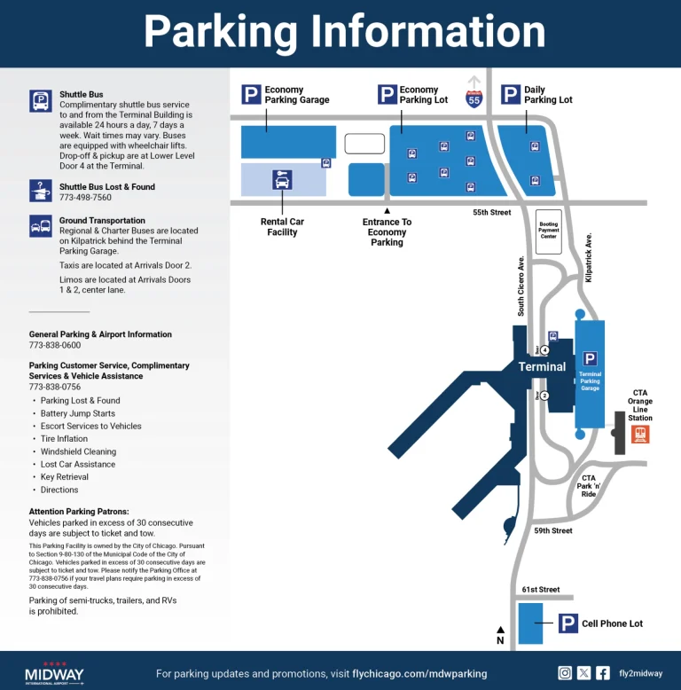 Chicago Midway International Airport Parking Map 2025