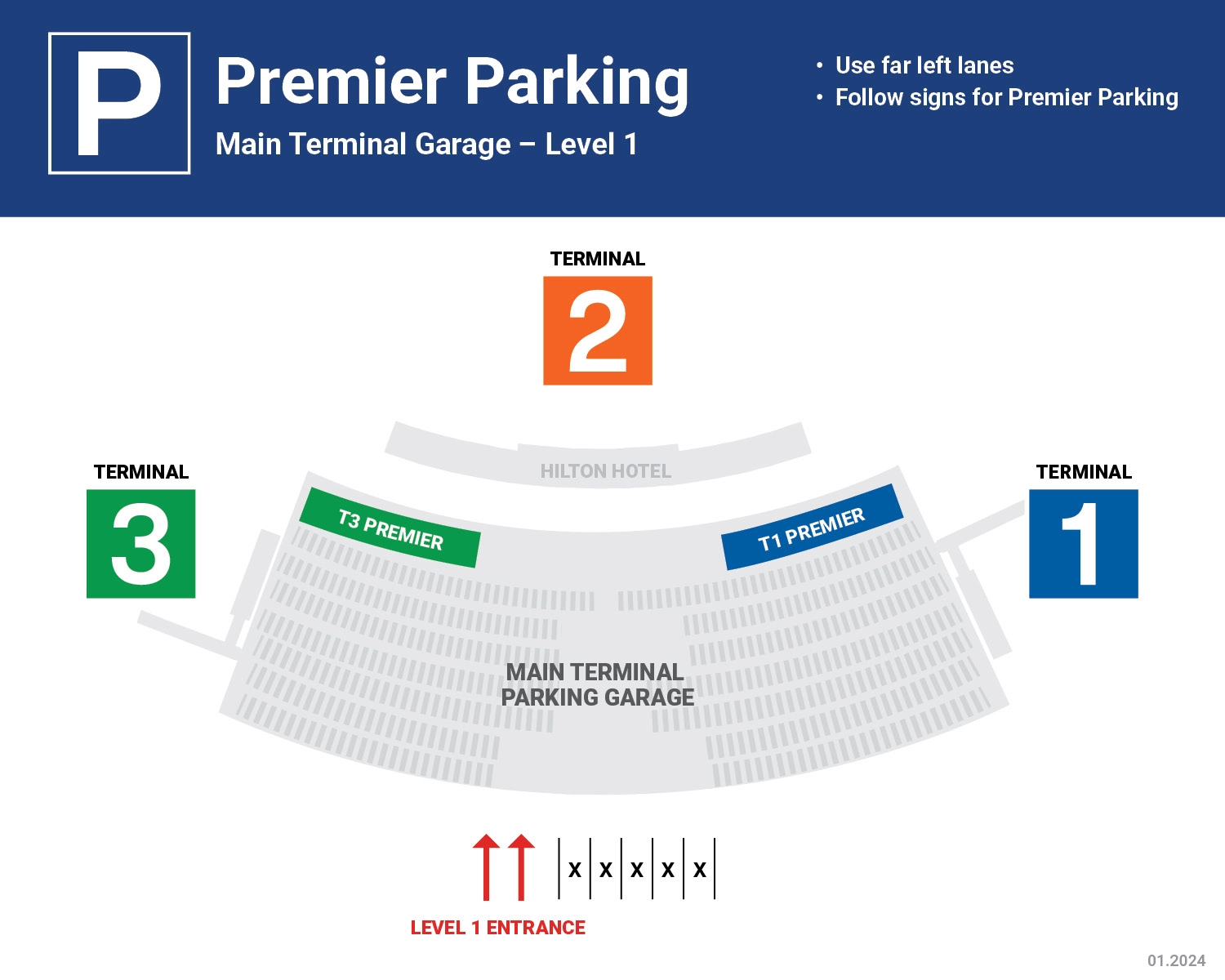 Chicago OHare International Airport Premier Parking Map 2025-2024