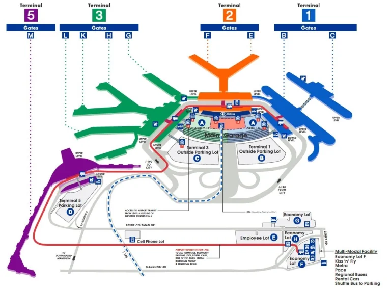 Chicago OHare International Airport Transit Map 2025