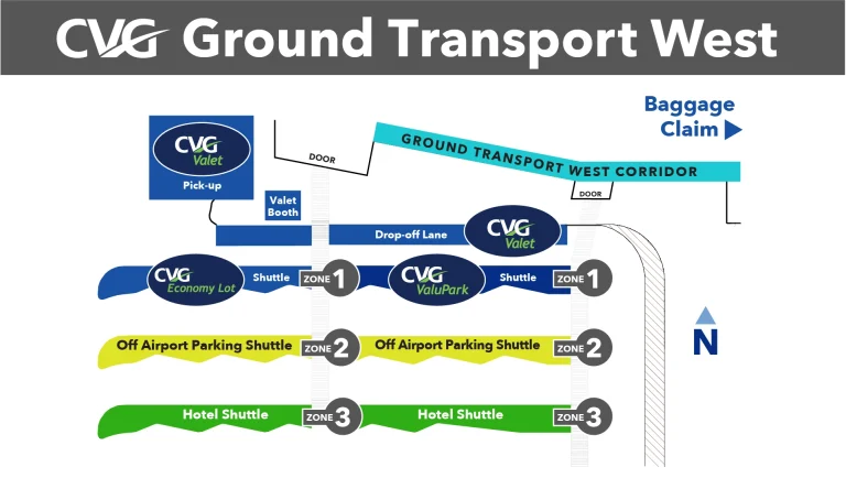 Cincinnati Northern Kentucky International Airport Ground Transportation West Map 2025