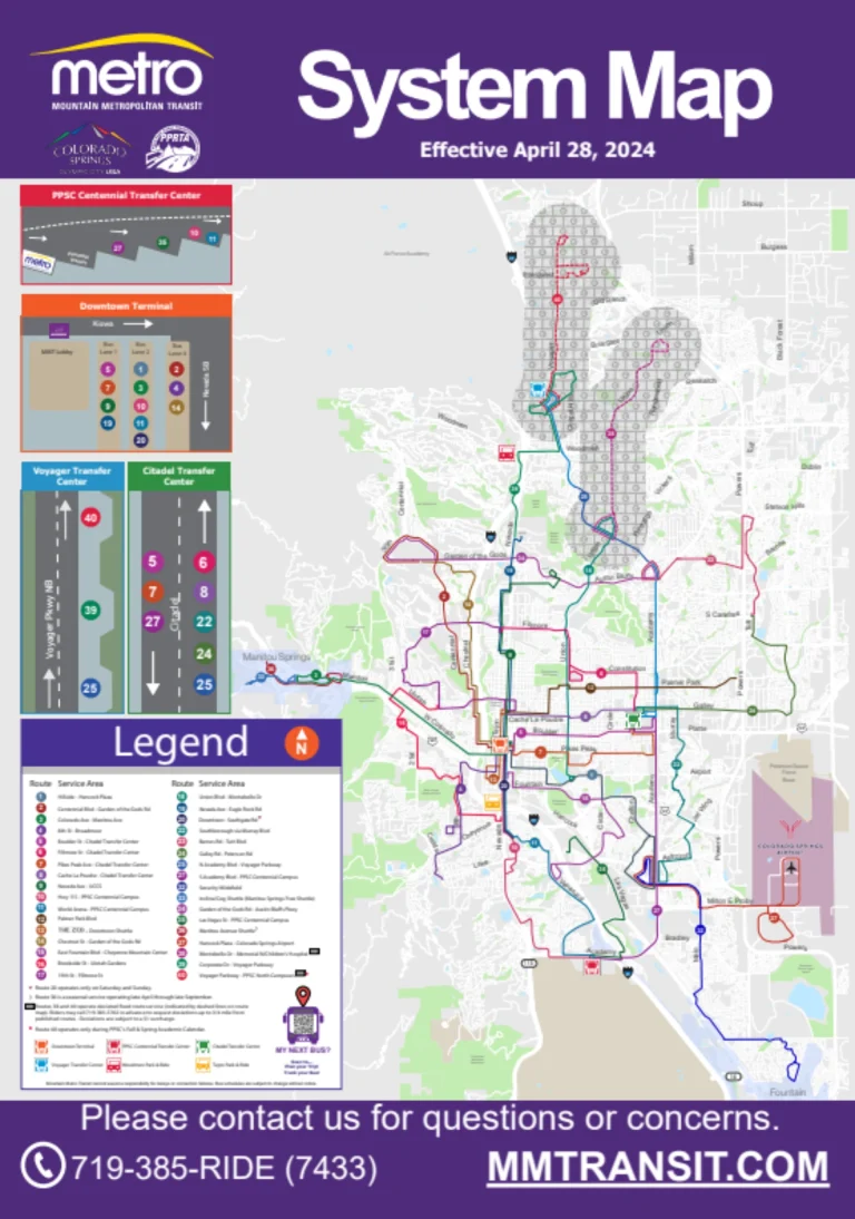 Colorado Springs Airport Mountain Metro Transit Map 2025