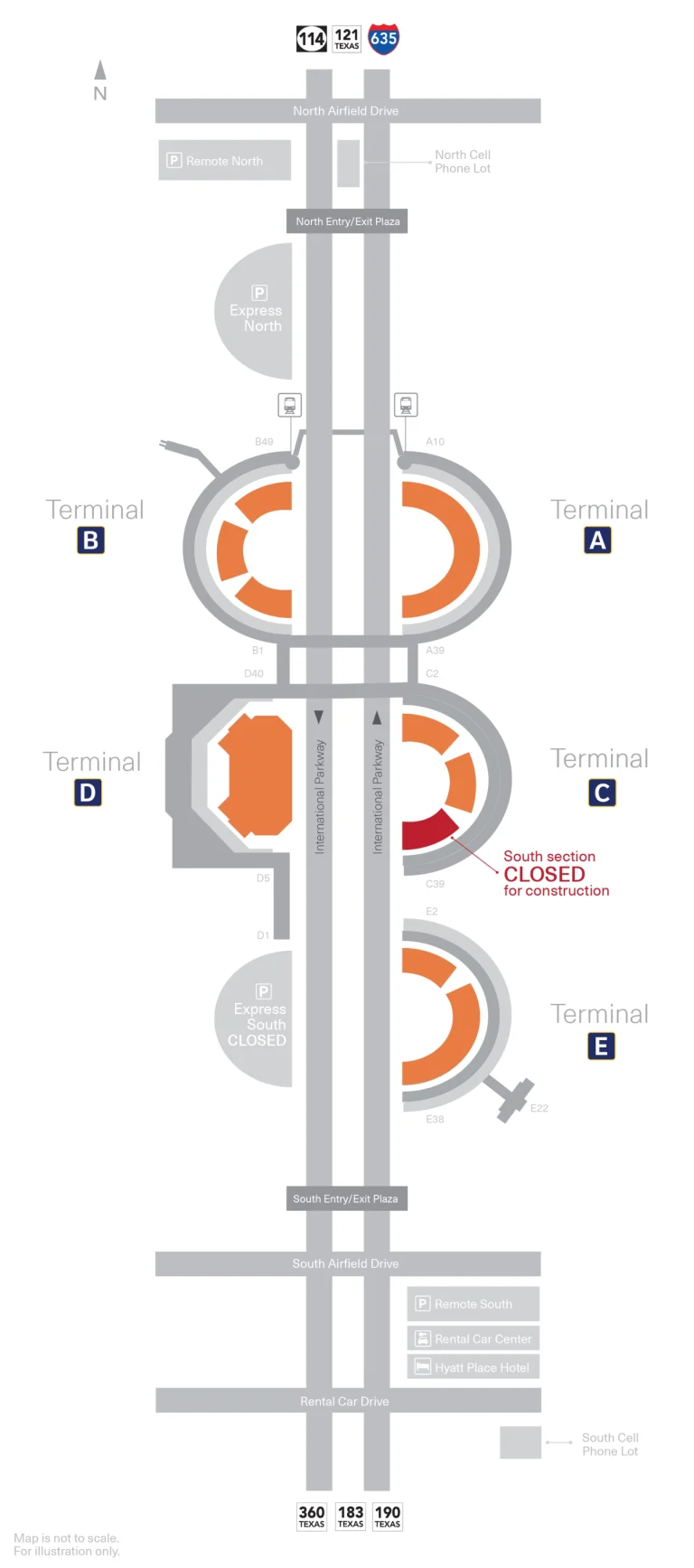 Dallas Fort Worth International Airport Terminal Parking Map 2025-2024