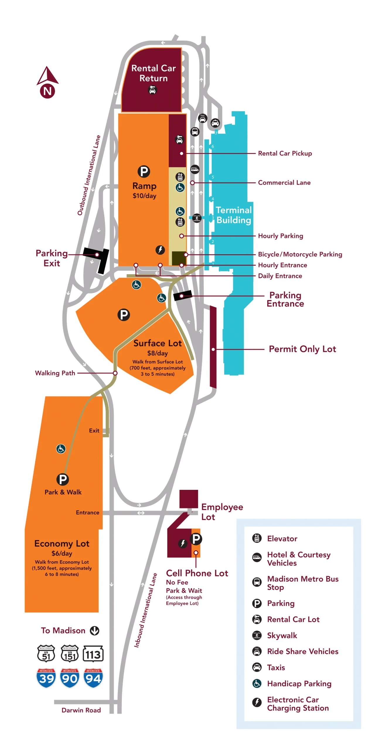Dane County Regional Airport Parking Map 2025-2023-1