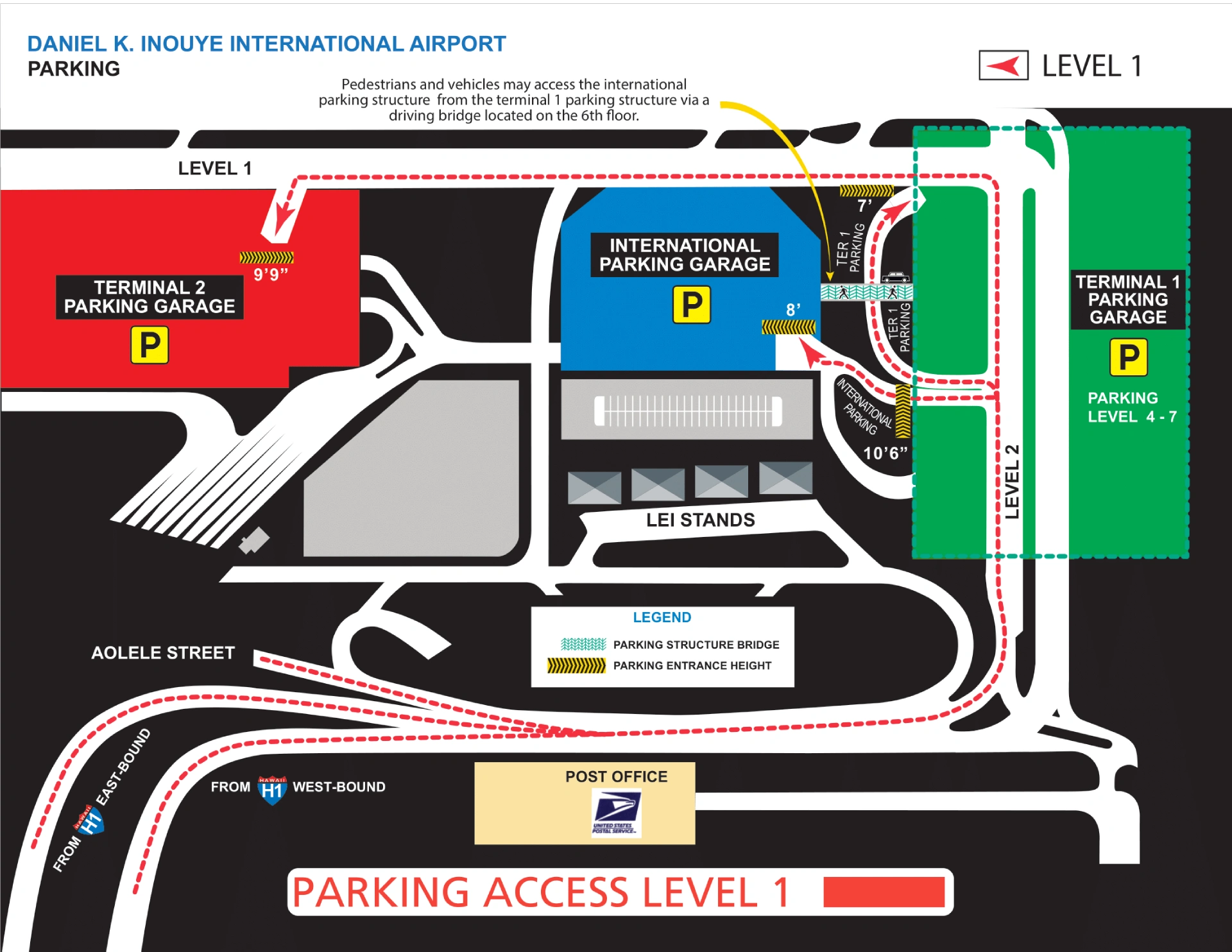 Daniel K Inouye International Airport Parking Level 1 Map 2025-2024