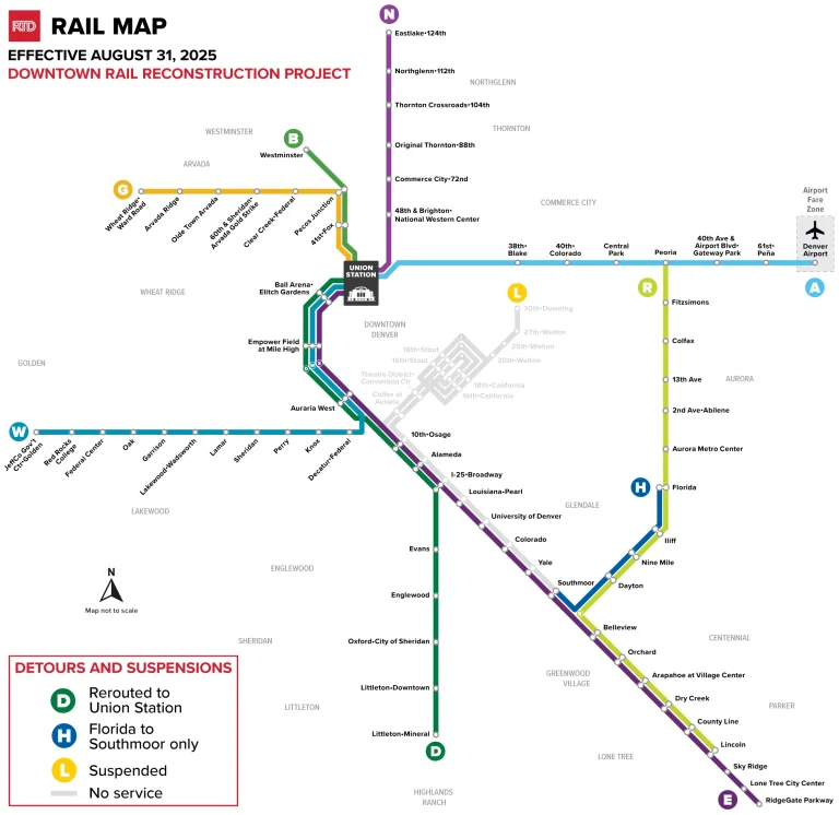 Denver International Airport RTD Rail Map 2025