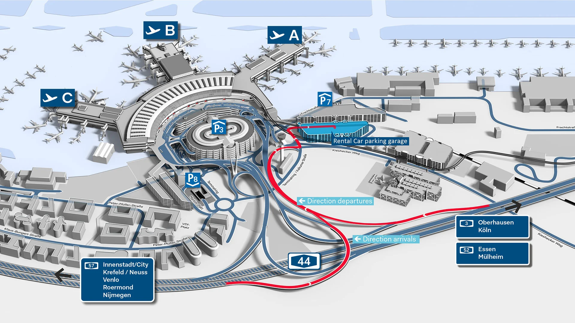 Düsseldorf Airport Car Rental Map 2025