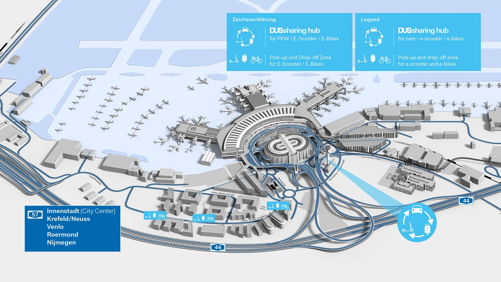 Düsseldorf Airport DUS Sharing Hub Map 2025
