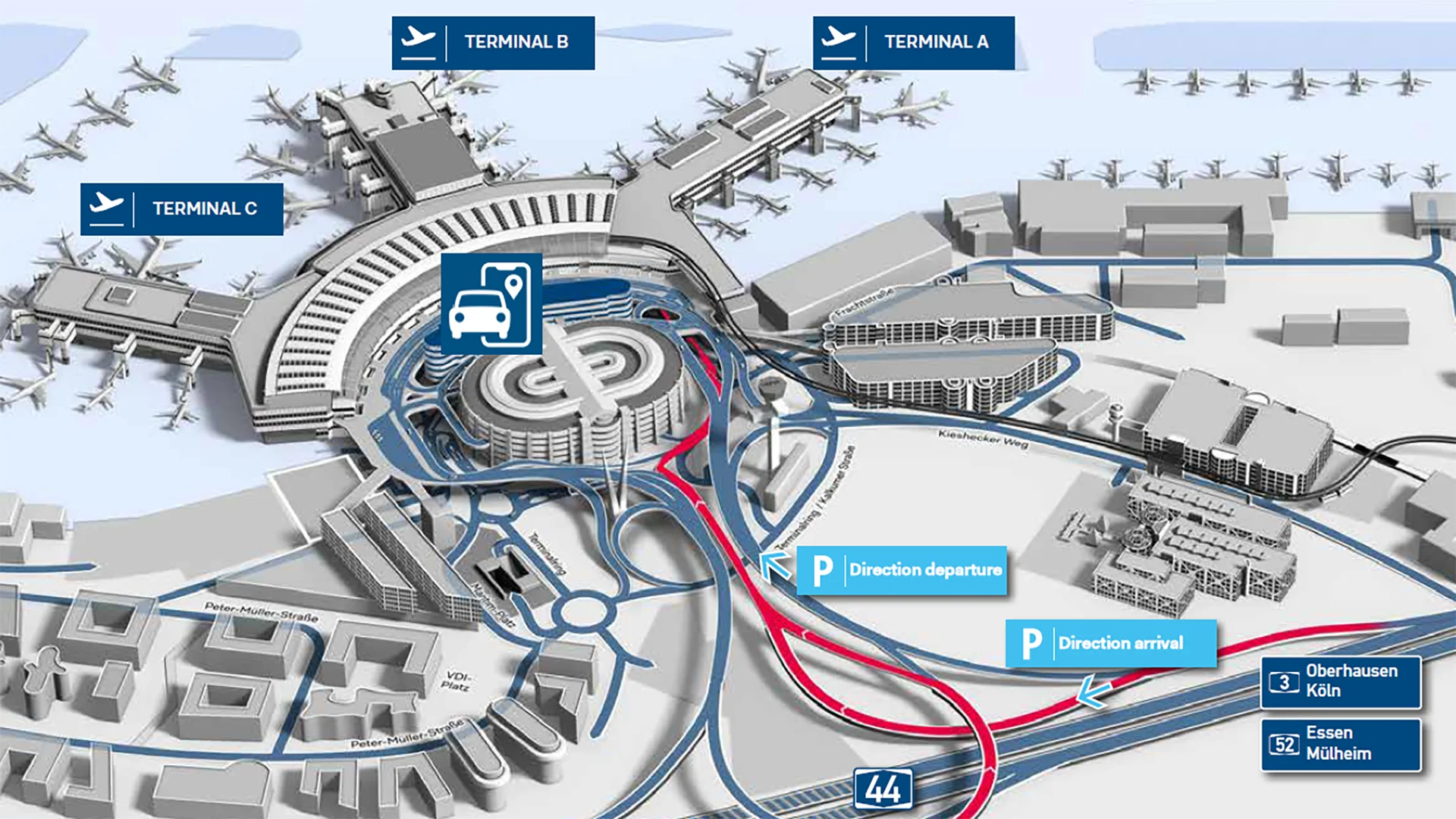 Düsseldorf Airport Ride Hailing Map 2025