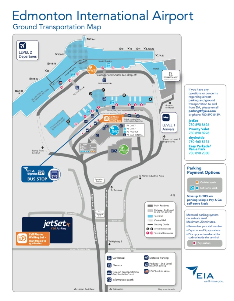 Edmonton International Airport Ground Transportation Map 2025