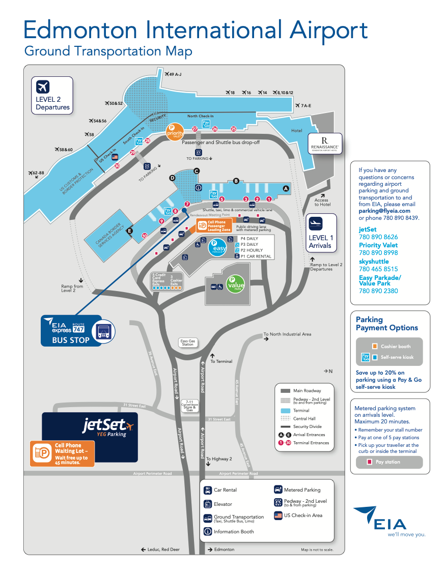 Edmonton International Airport Ground Transportation Map 2025