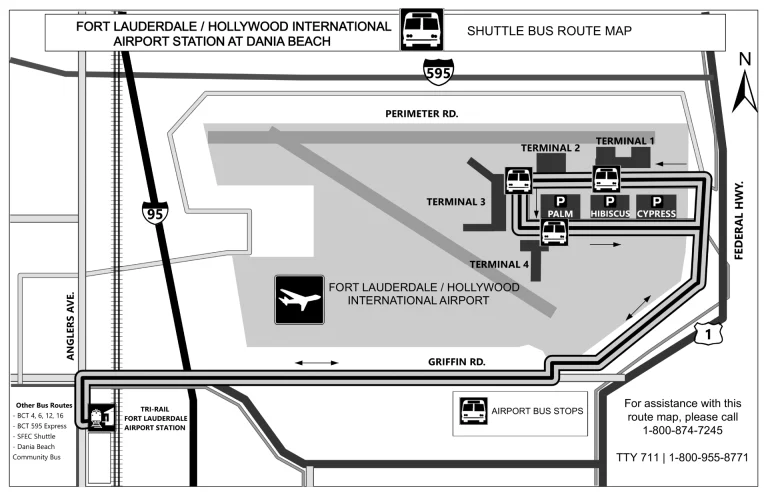 Fort Lauderdale Hollywood International Airport Shuttle Bus Route Map 2025-1