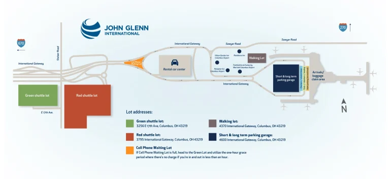 John Glenn Columbus International Airport Parking Map 2025-1