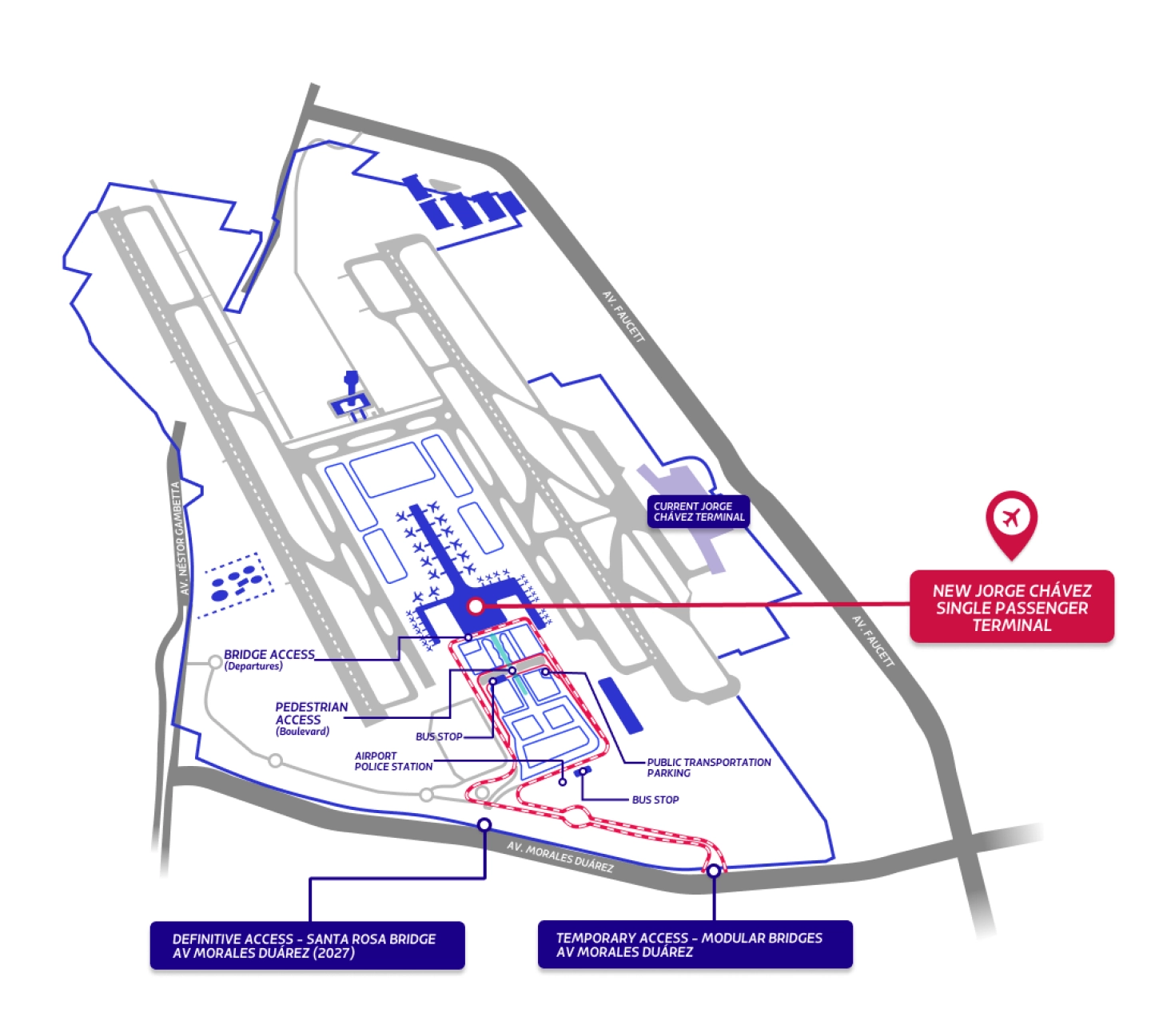 Jorge Chávez International Airport Access Map 2025Jorge Chávez International Airport Ground Transportation Map