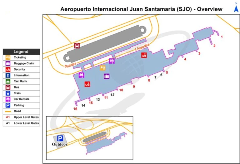 Juan Santamaría International Airport Parking Map 2025-2015