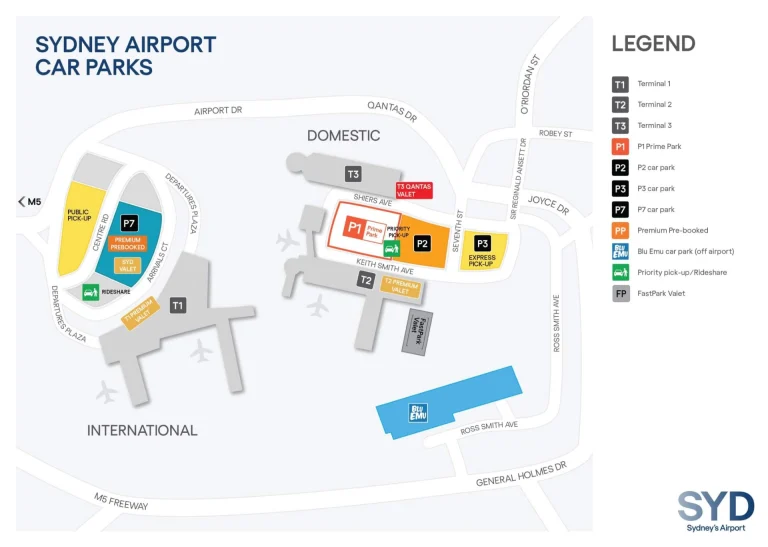 Kingsford Smith International Airport Car Parking Map 2025
