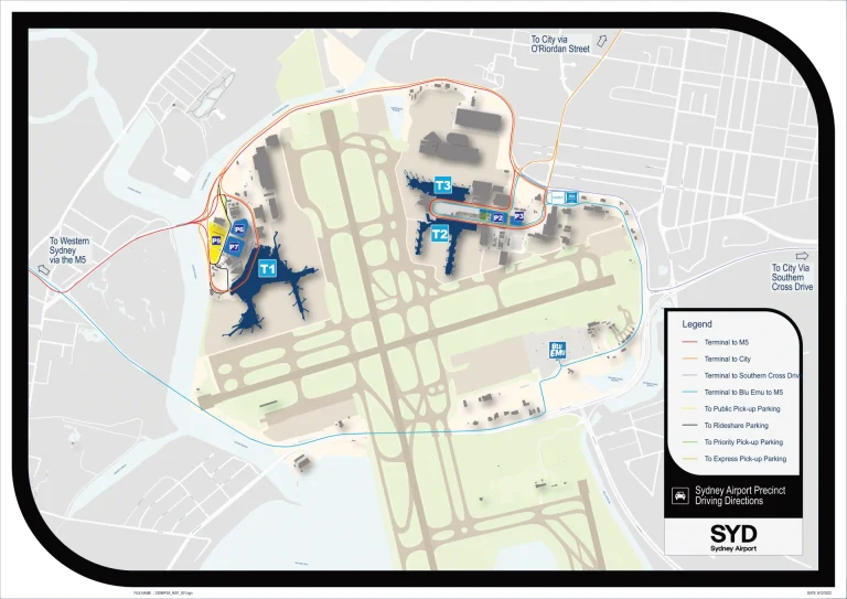 Kingsford Smith International Airport Driving Directions Map 2025-2023