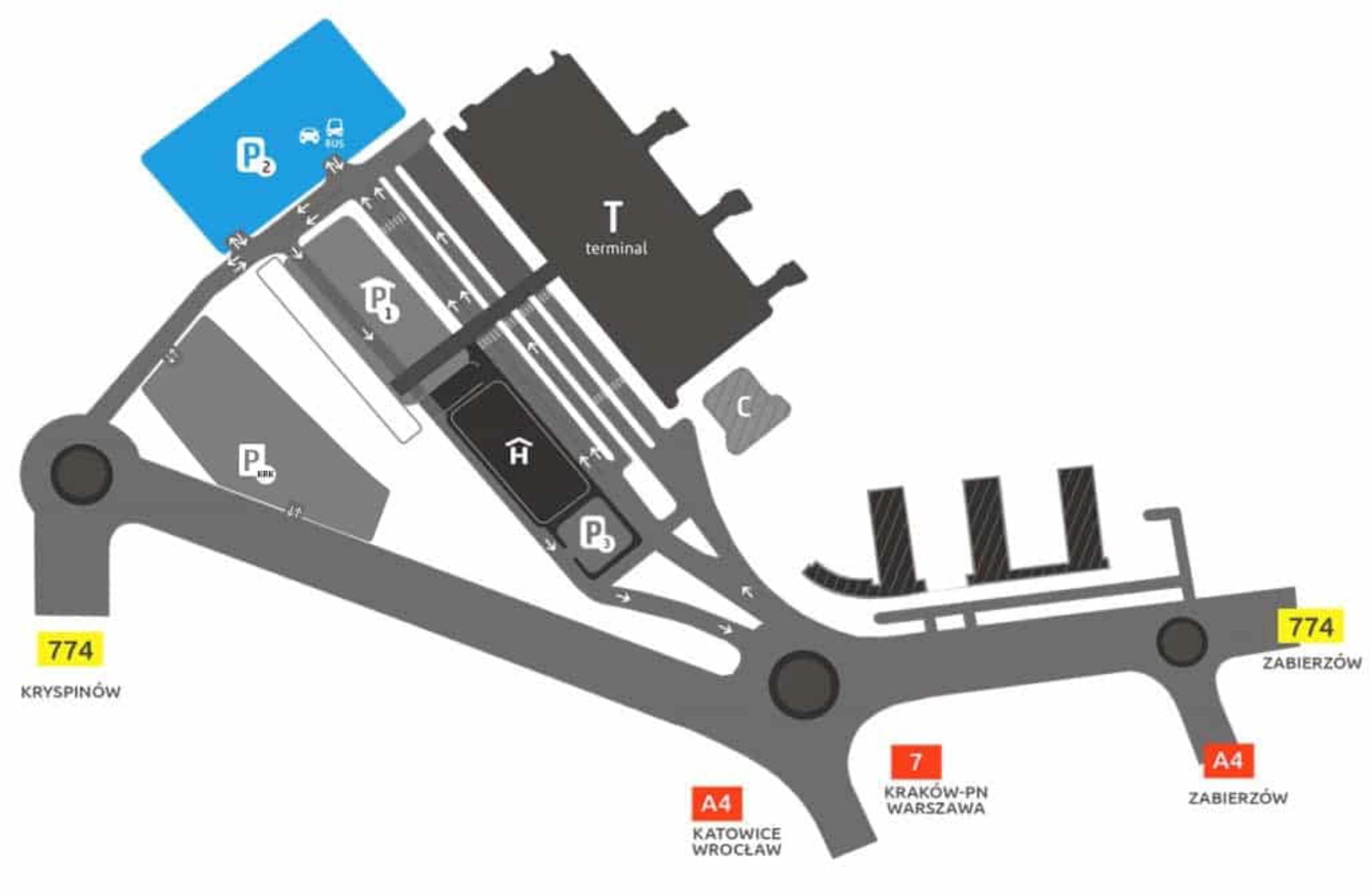 Kraków John Paul II International Airport Parking 2 Map 2025-2022