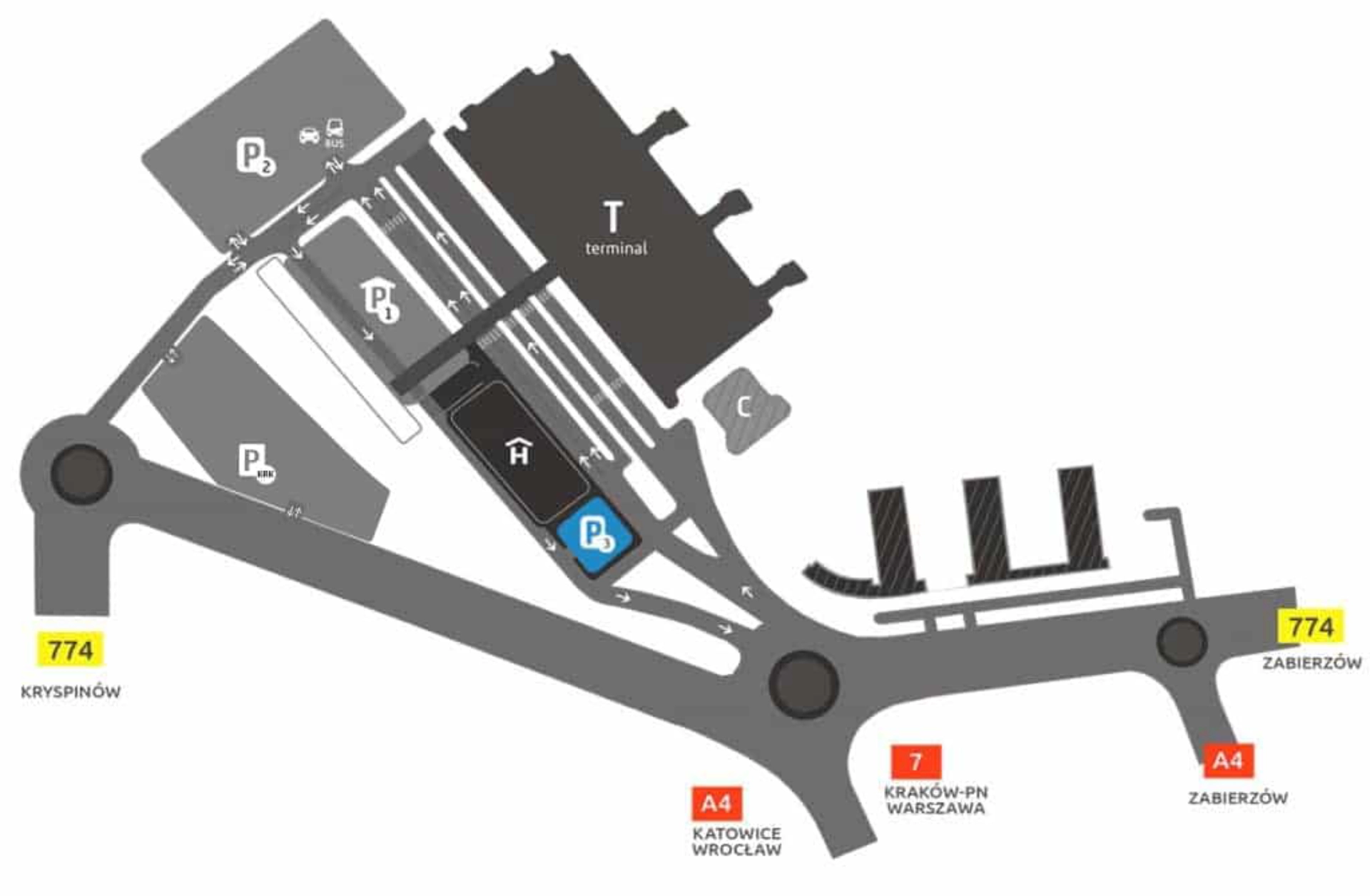 Kraków John Paul II International Airport Parking 3 Map 2025-2022