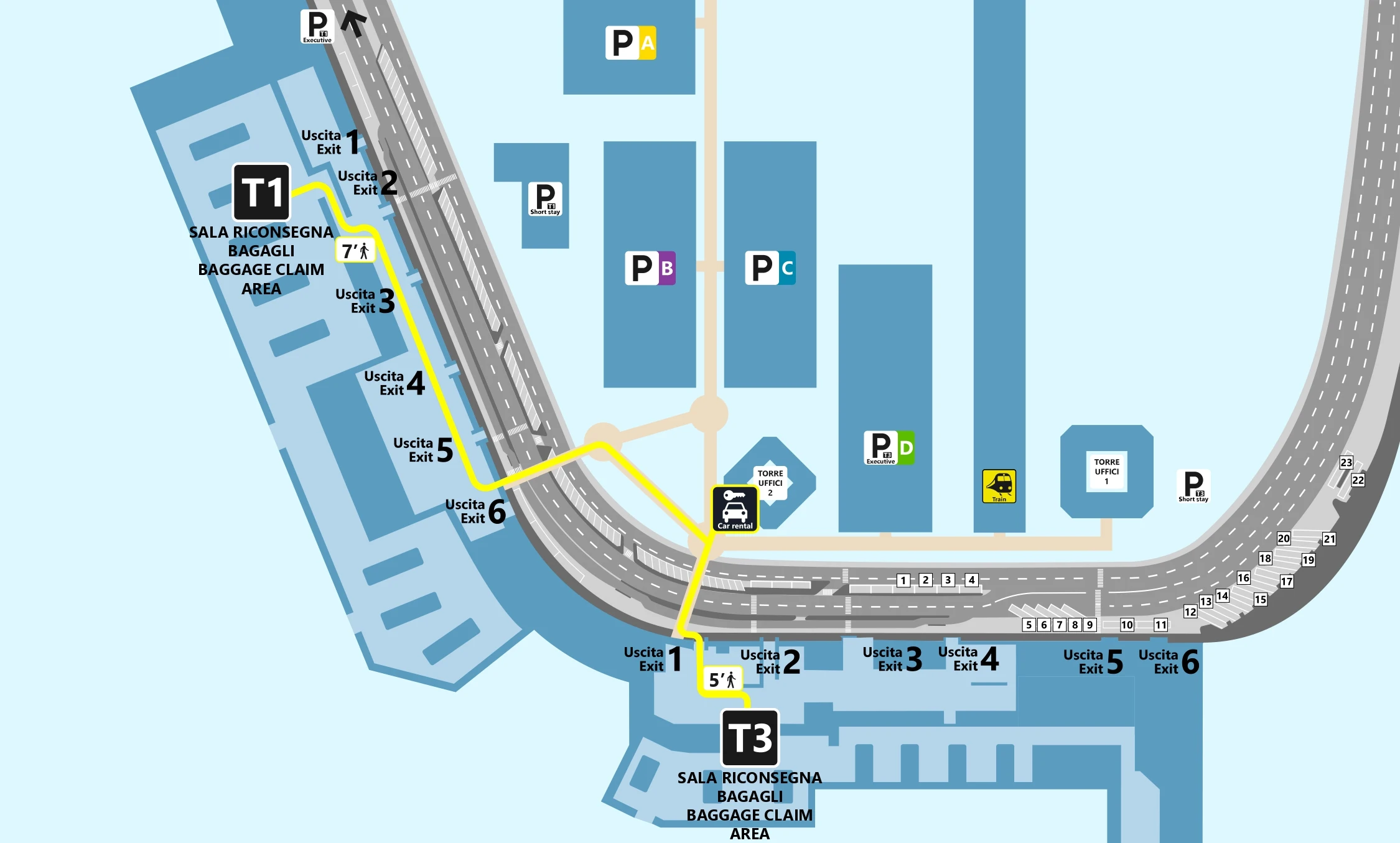 Leonardo da Vinci International Airport Car Rental Map 2025