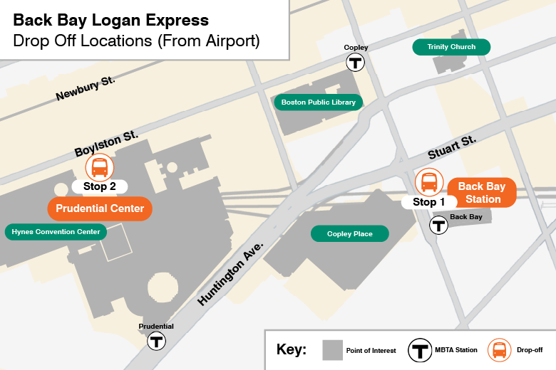 Logan International Airport Back Bay From BOS Map 2025