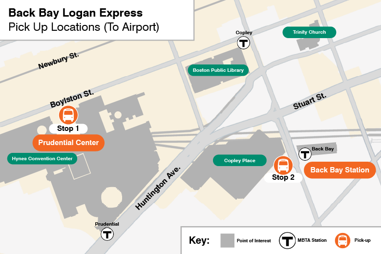 Logan International Airport Back Bay To BOS Map 2025