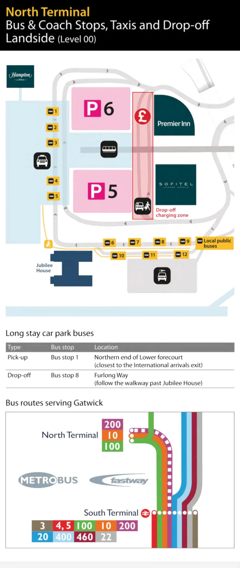 London Gatwick Airport North Terminal Bus and Taxi Drop Off Map (2025-2024)