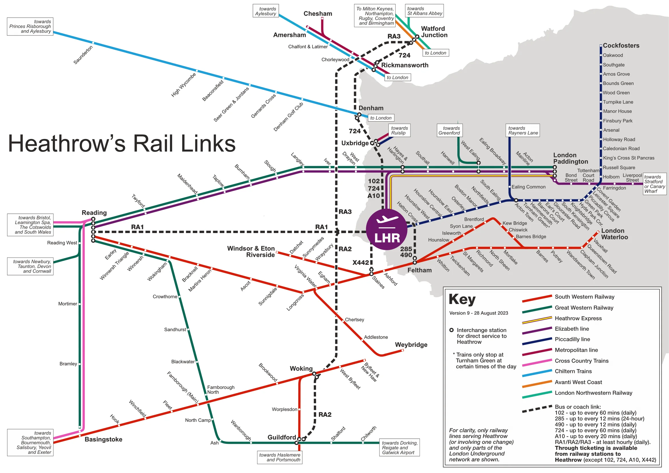 London Heathrow Airport Rail and Underground Map 2025