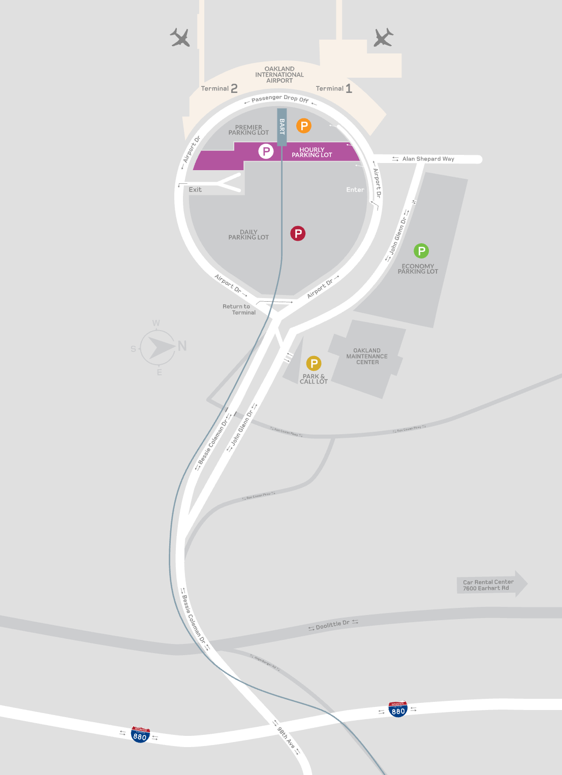 Oakland International Airport Hourly Parking Map 2025